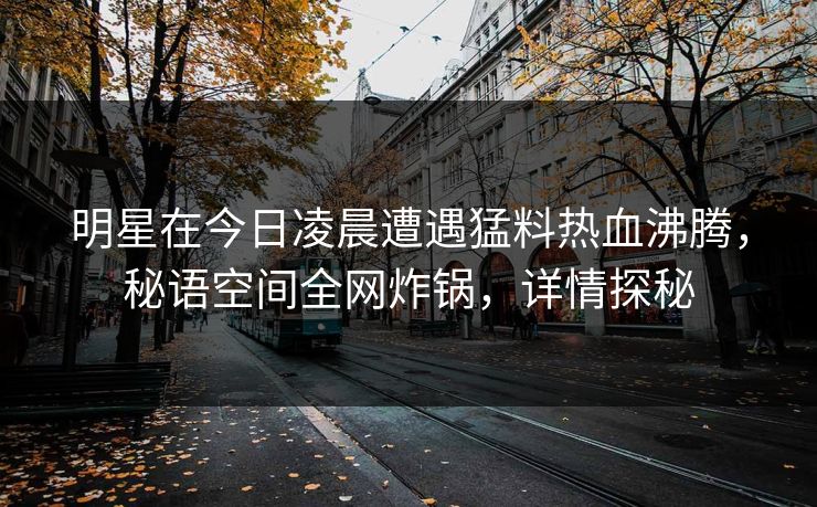 明星在今日凌晨遭遇猛料热血沸腾，秘语空间全网炸锅，详情探秘