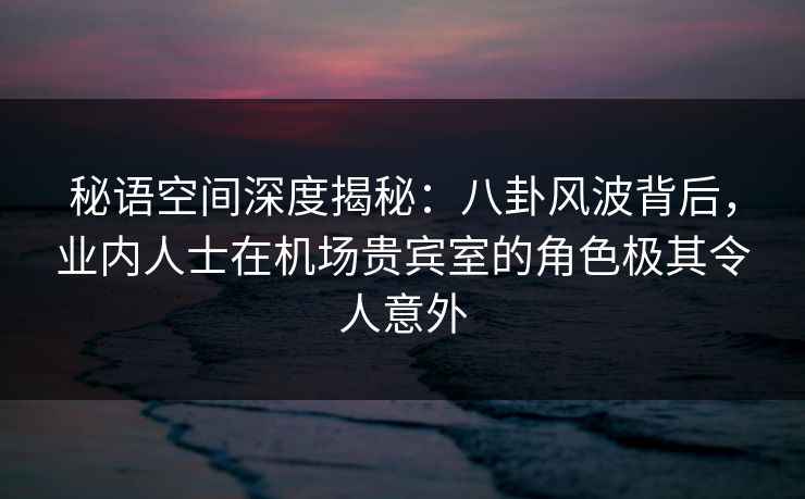 秘语空间深度揭秘：八卦风波背后，业内人士在机场贵宾室的角色极其令人意外
