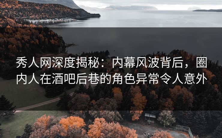 秀人网深度揭秘：内幕风波背后，圈内人在酒吧后巷的角色异常令人意外