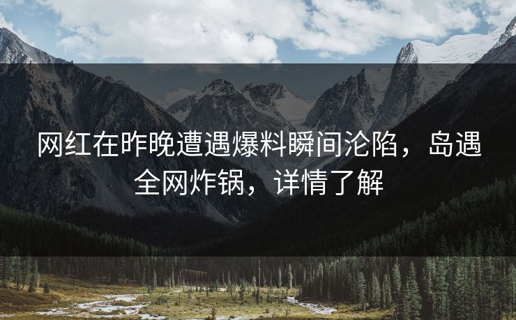 网红在昨晚遭遇爆料瞬间沦陷,岛遇全网炸锅,详情了解 网红在昨晚遭遇爆料瞬间沦陷,岛遇全网炸锅,详情了解
