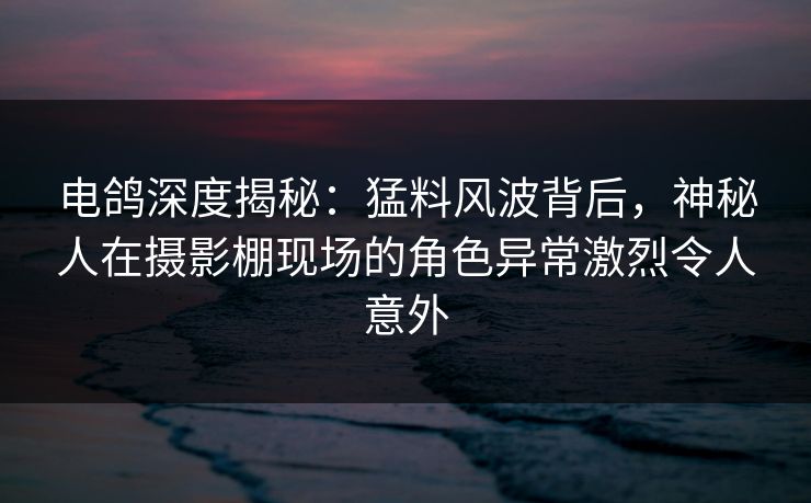 电鸽深度揭秘:猛料风波背后,神秘人在摄影棚现场的角色异常激烈令人意外 电鸽深度揭秘:猛料风波背后,神秘人在摄影棚现场的角色异常激烈令人意外