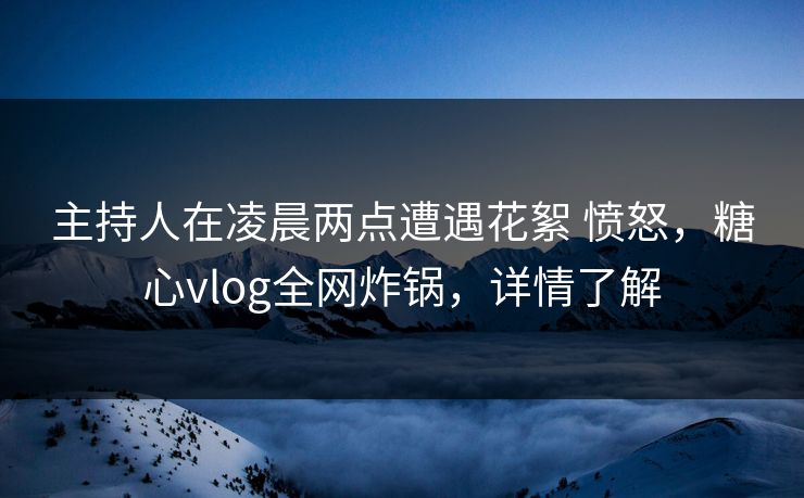 主持人在凌晨两点遭遇花絮 愤怒,糖心vlog全网炸锅,详情了解 主持人在凌晨两点遭遇花絮 愤怒,糖心vlog全网炸锅,详情了解